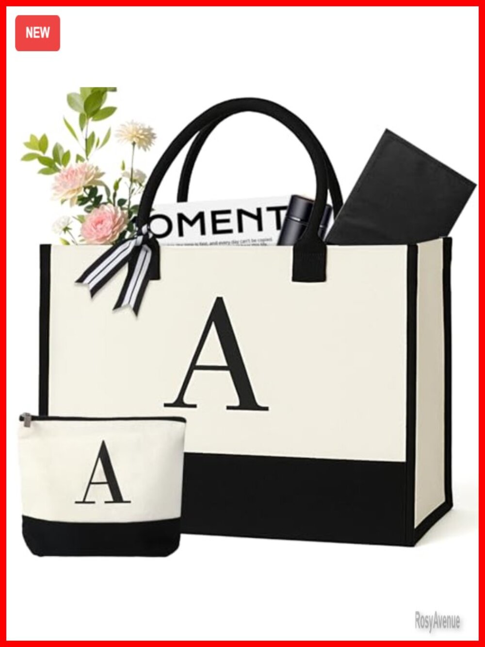 Personalized Canvas Tote Bag Monogrammed Gift for Women